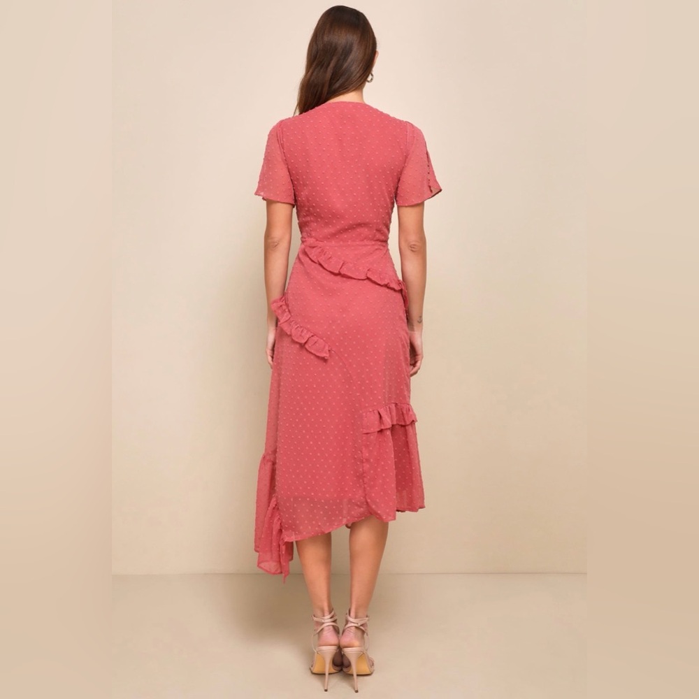 Lulu's Rose Wrap Midi Dress with Ruffle Accents - Picture 6 of 8